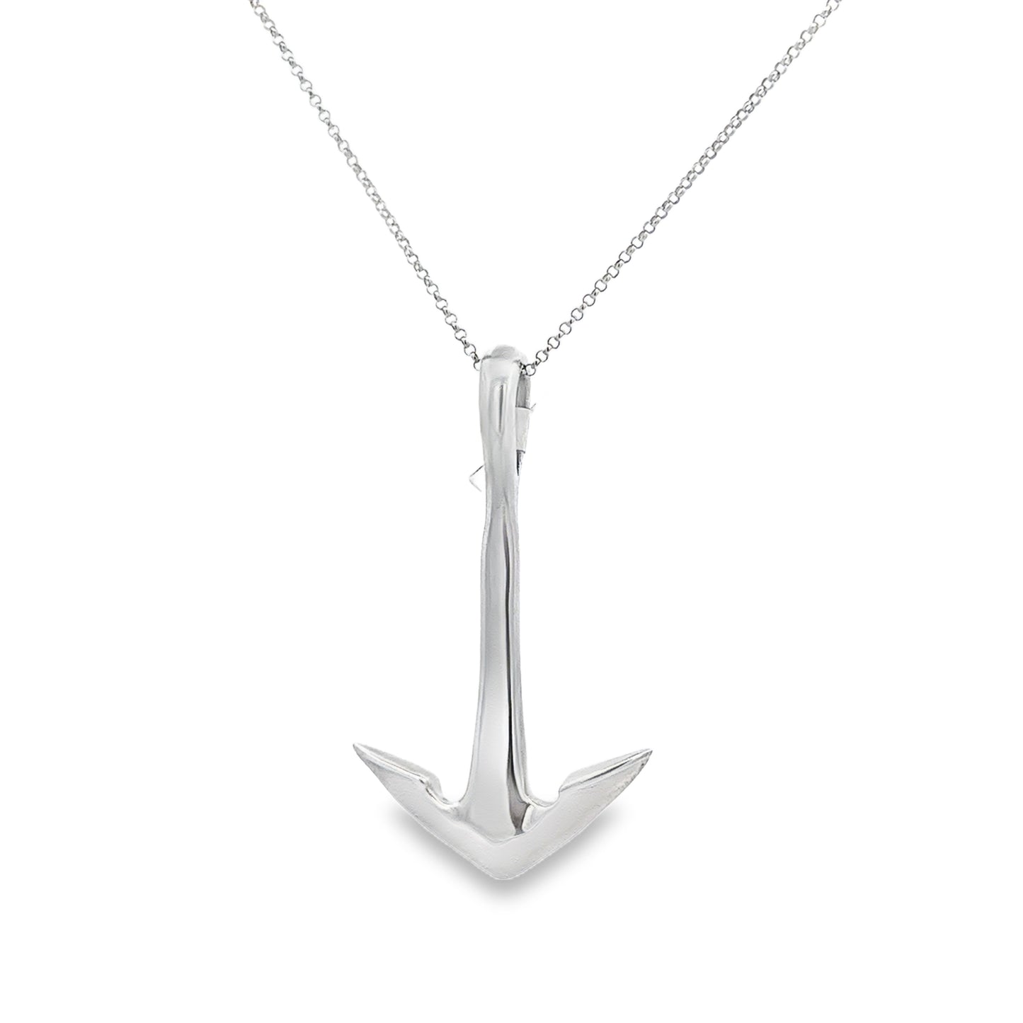 Sterling Silver Anchor Pendant 50MM - SHOPKURY.COM