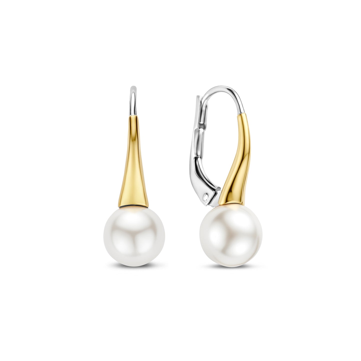 Pearl Classic Golden Leverback Earrings by TI SENTO