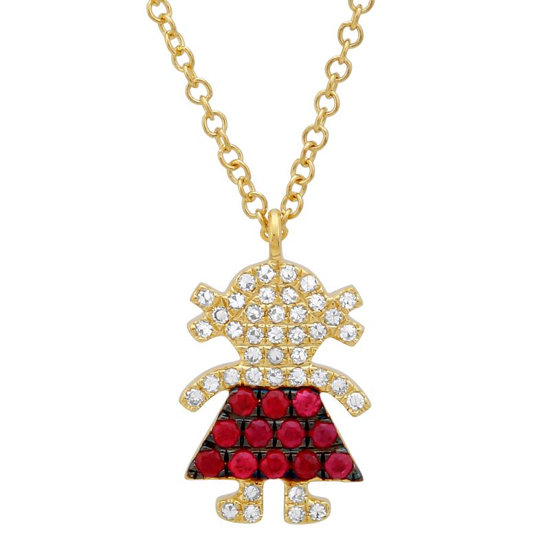 Girl Diamond and Rubies Necklace - SHOPKURY.COM