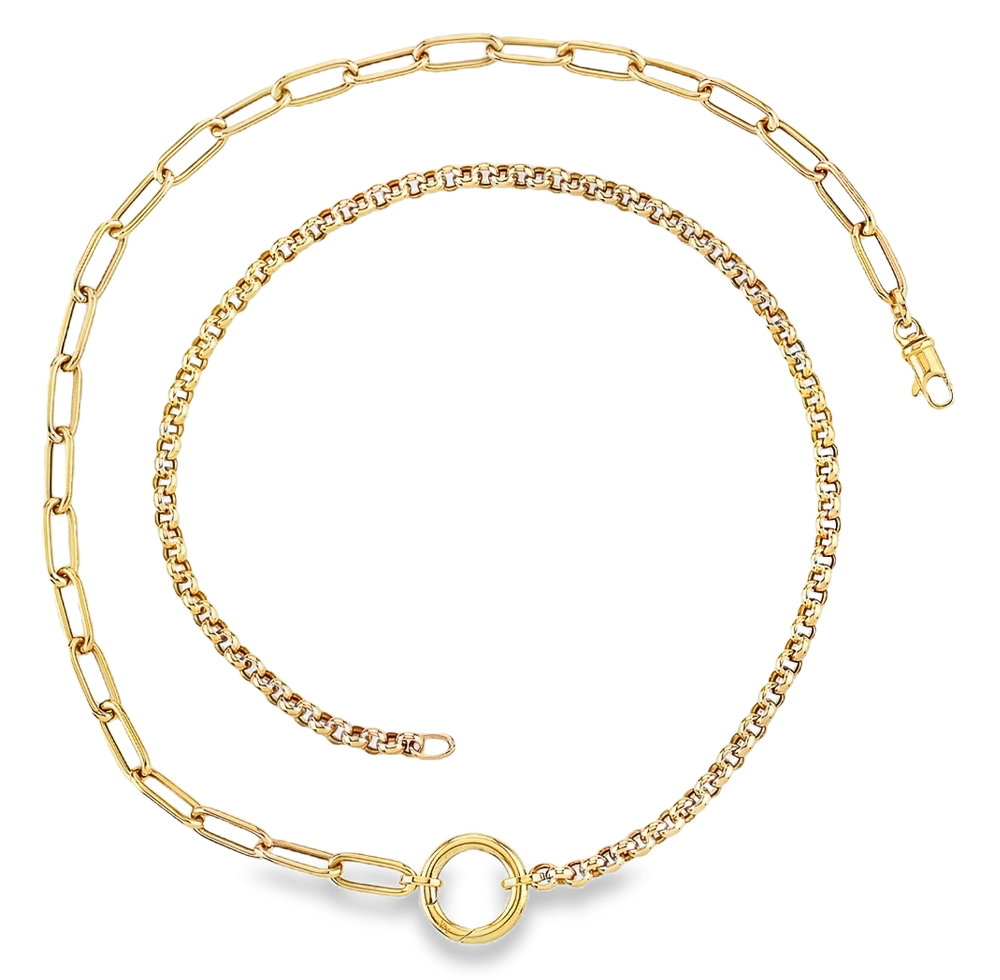 Half Paperclip, Half Rolo Charm Carrier Necklace - SHOPKURY.COM