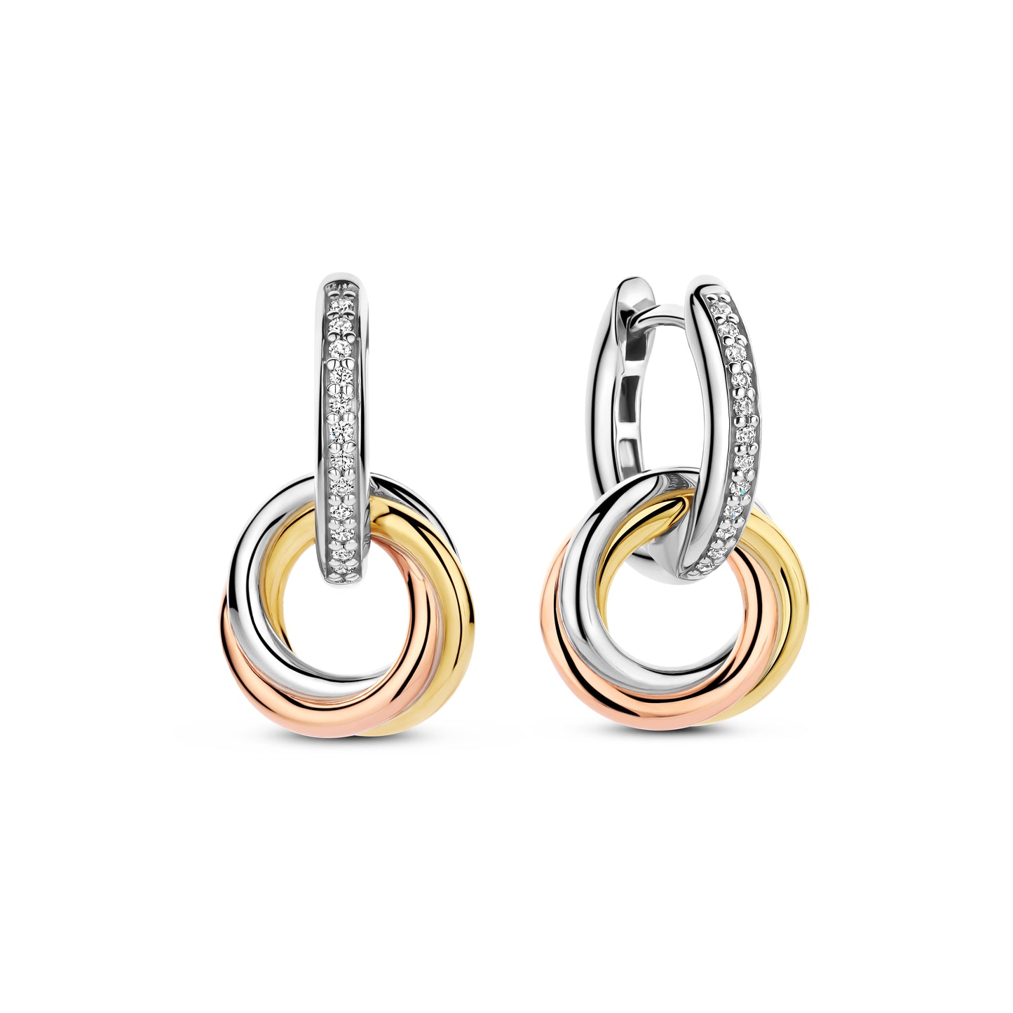 Trinity Three Tone Dangle Earrings - SHOPKURY.COM
