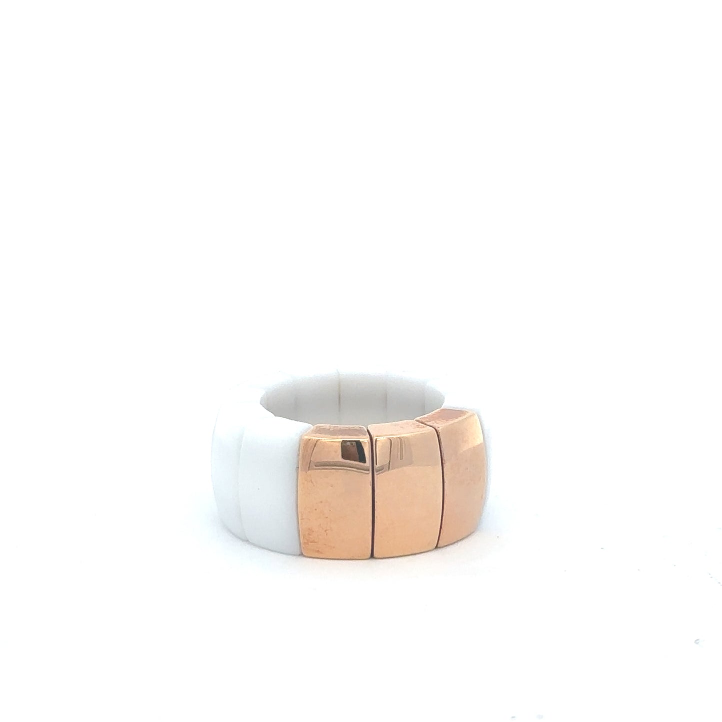 Aura White Ceramic and Rose Gold Ring (Size 6) - SHOPKURY.COM
