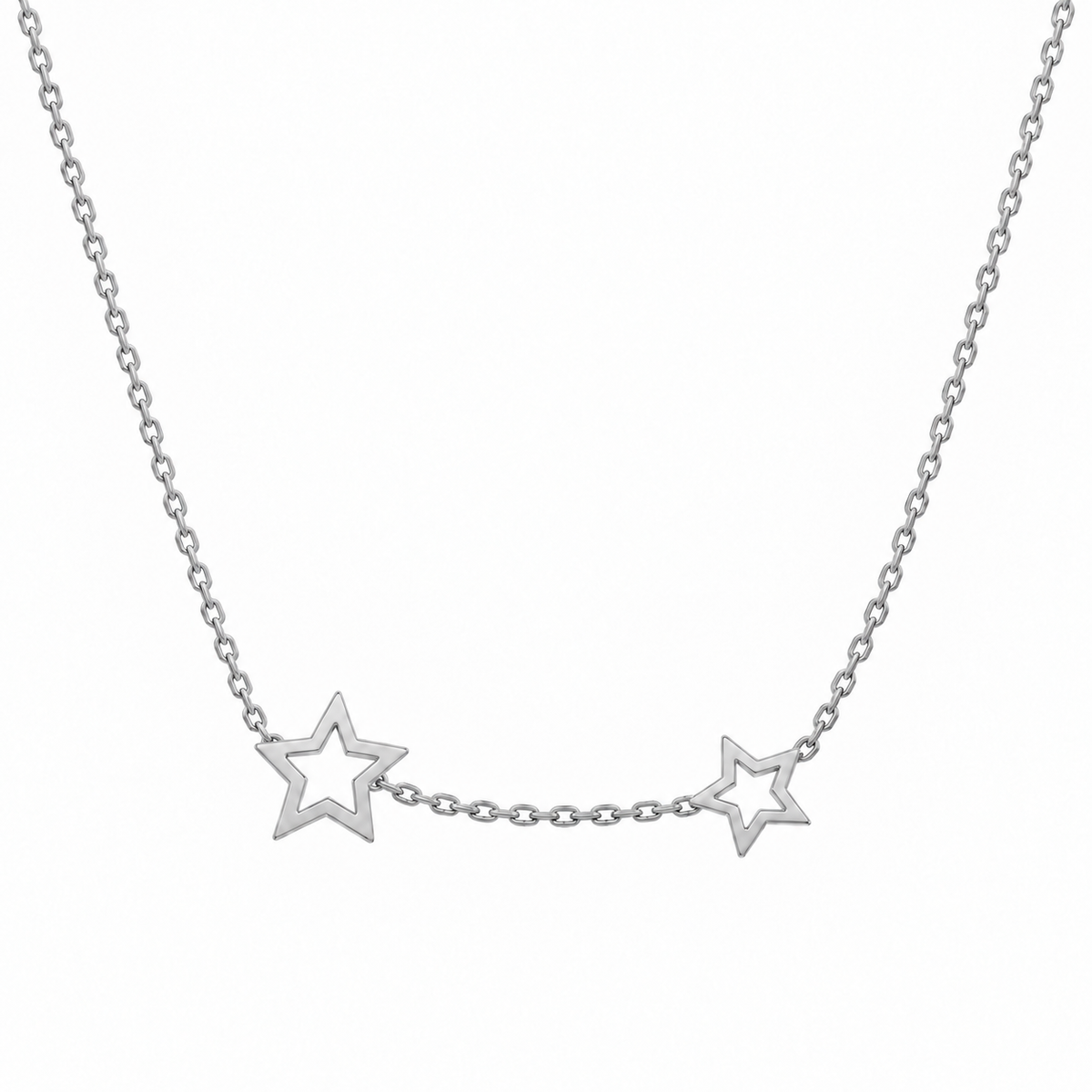 Two Stars Silver Kids Necklace by KURY COLLECTION
