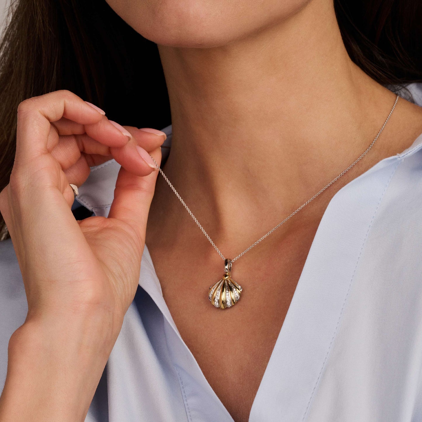 Shell Two Tone Necklace by TI SENTO