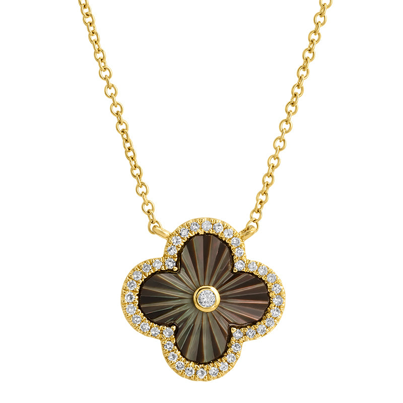 Clover Diamond Black Mother Pearl Necklace - SHOPKURY.COM