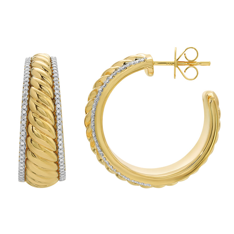 Twisted and Diamond 27MM Hoop Earrings - SHOPKURY.COM