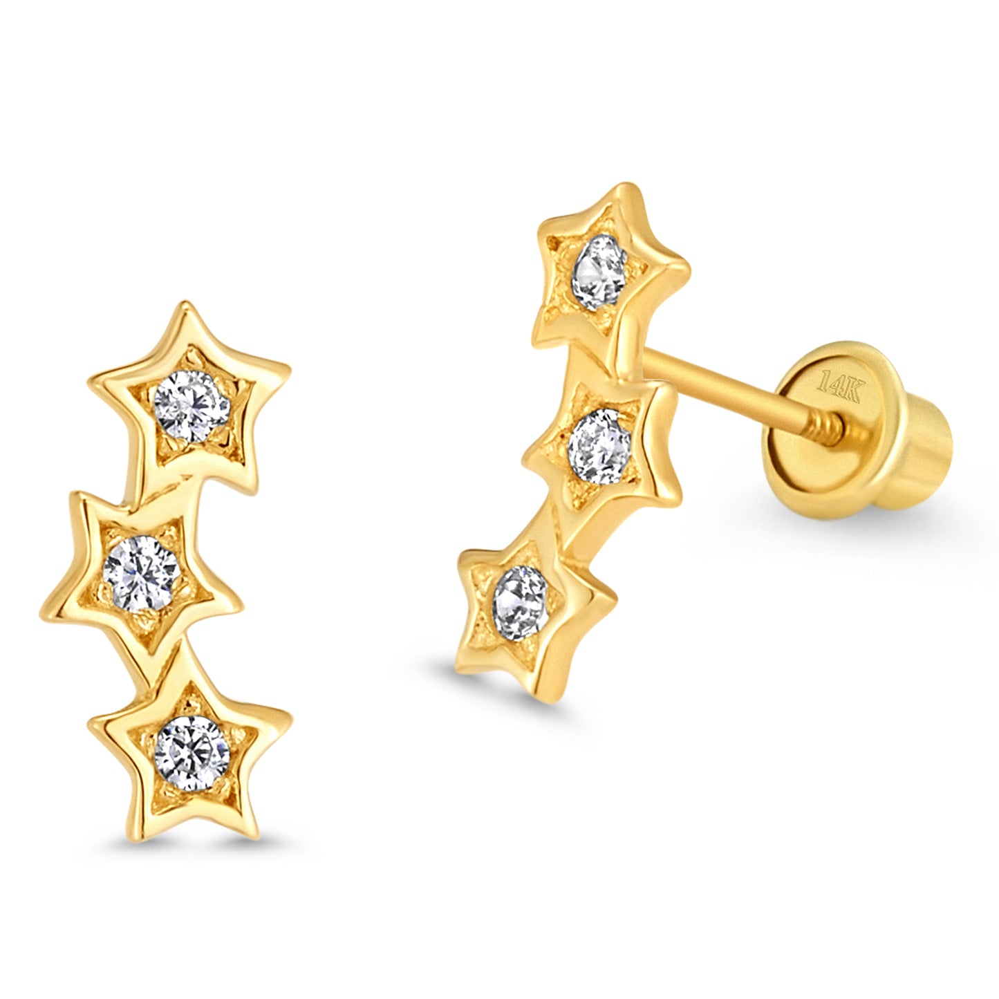 Three Stars with Zirconias Stud Earrings - SHOPKURY.COM
