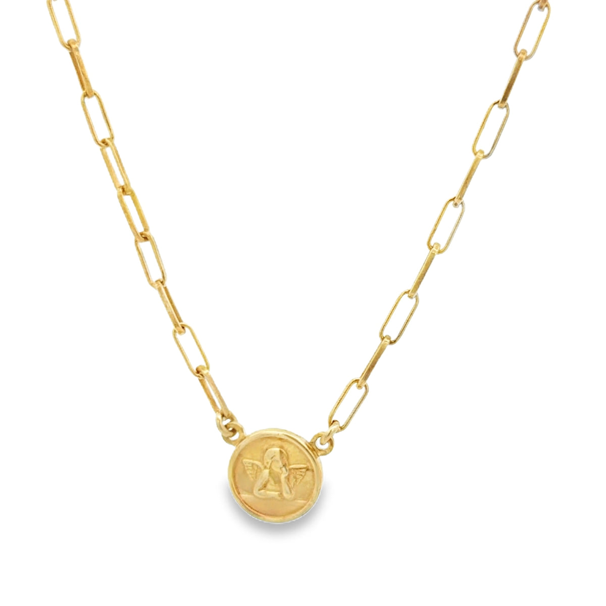 Guardian Angel Pendant on Paperclip Chain Kids Necklace by KURY COLLECTION