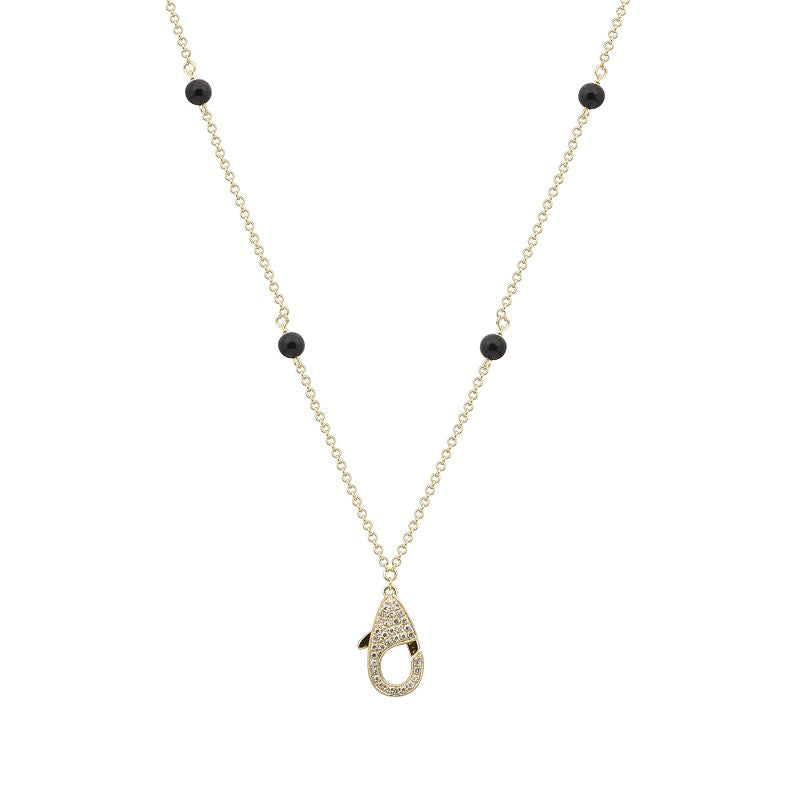 Onyx and Diamonds Pendant Carrier Necklace - SHOPKURY.COM