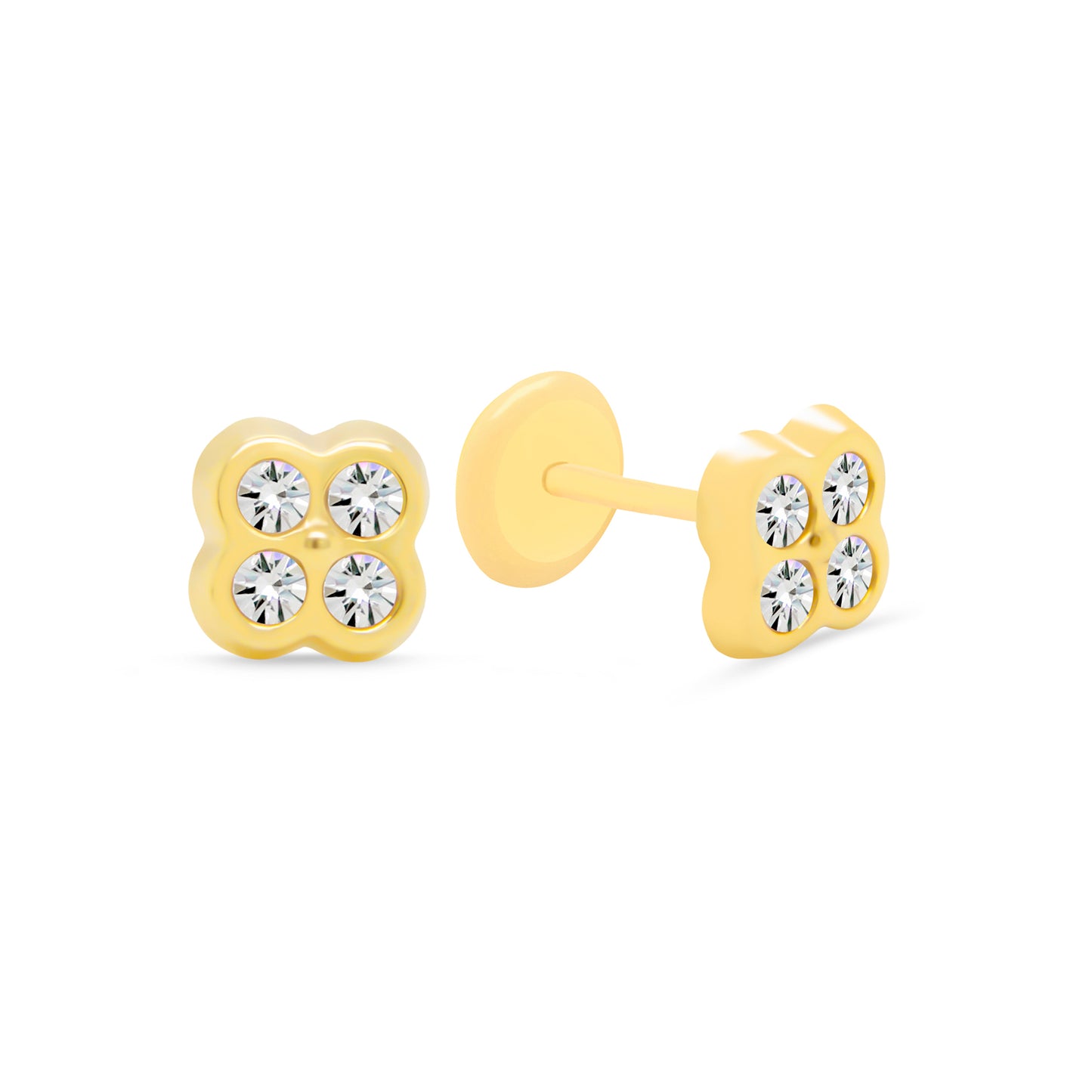 Four Zirconia Clover Stud Earrings - SHOPKURY.COM