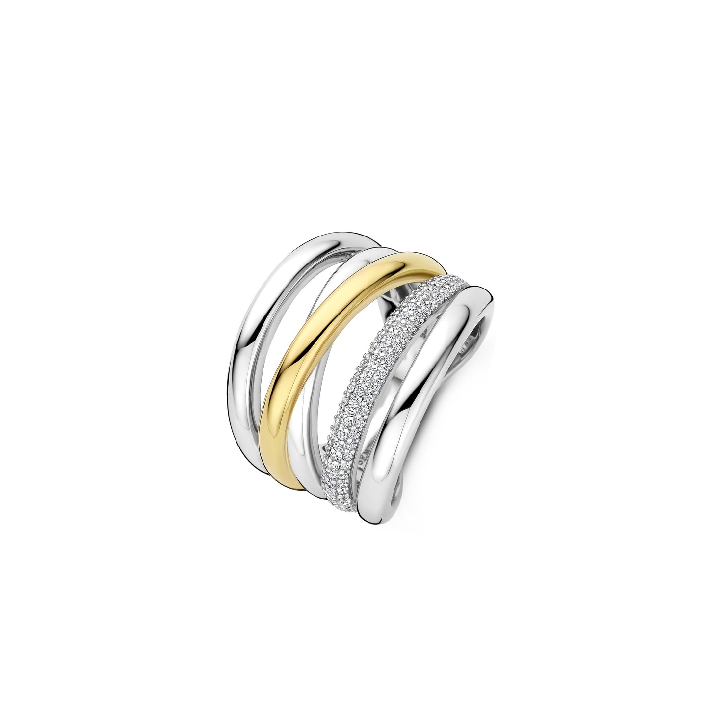 Crossover Trilogy Two Tone Wide Ring by TI SENTO