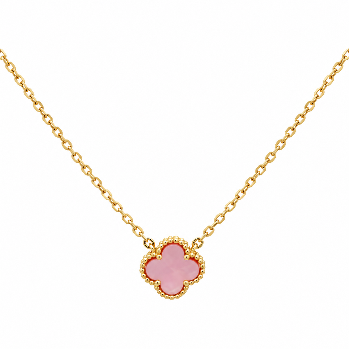Pink Mother Pearl Clover Kids Necklace by KURY COLLECTION