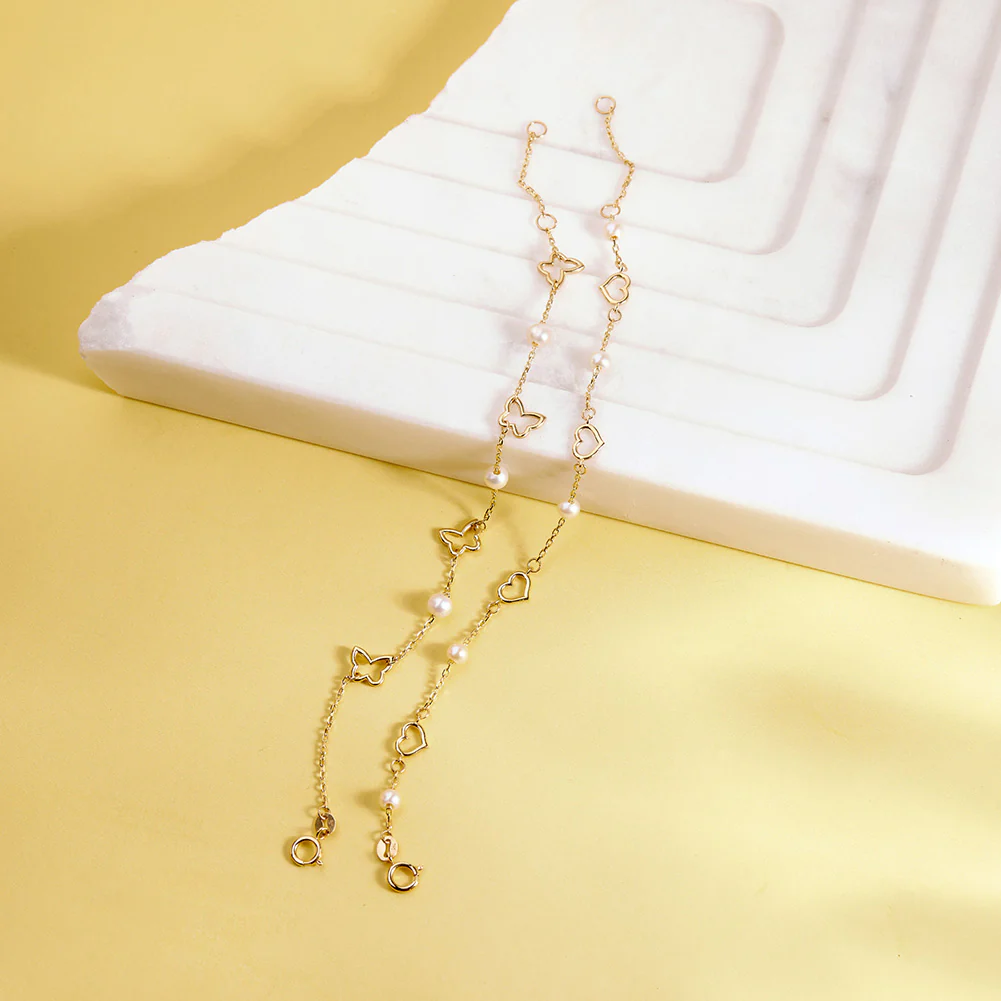 Pearls and Open Butterflies Kids Bracelet - SHOPKURY.COM