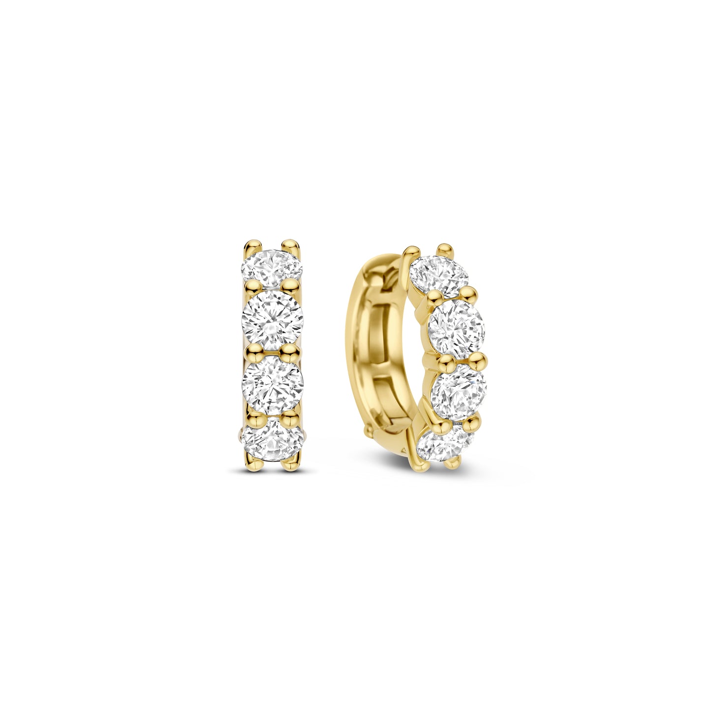 12MM Zirconia Golden Huggie Earrings - SHOPKURY.COM