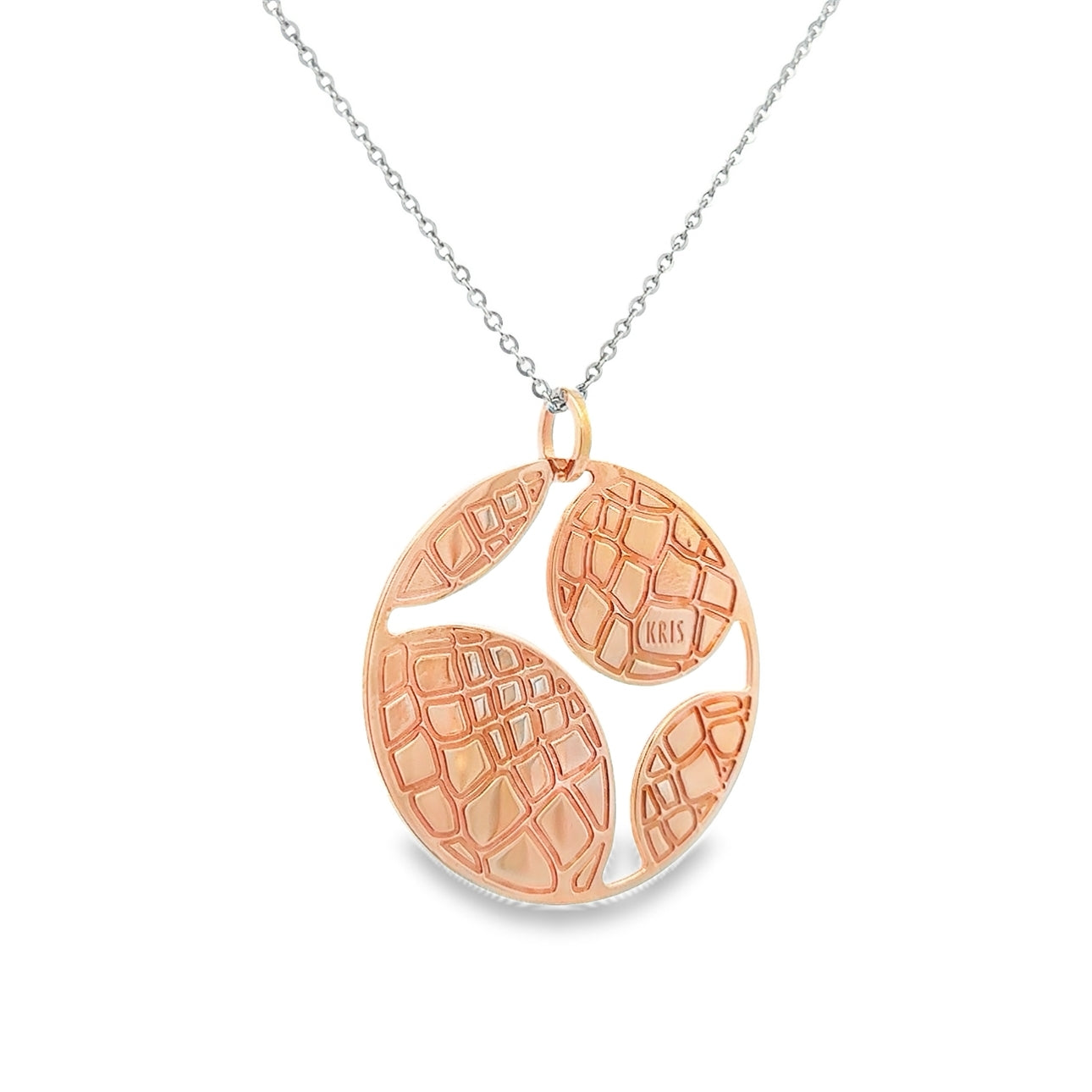 Open Circle Textured Pendant Necklace - SHOPKURY.COM