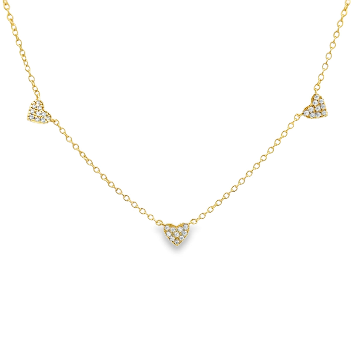 Hearts Pave with Zirconia Gold Plated Kids Necklace by KURY COLLECTION