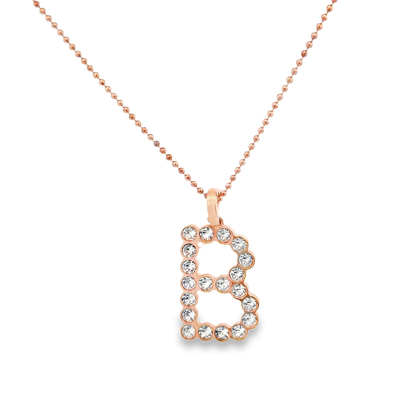 Rose Gold Large Initial Pendant (B) - SHOPKURY.COM