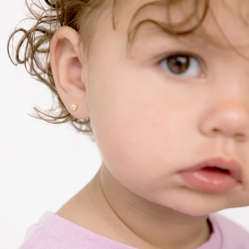 2MM Bezel Set Diamond Kids Earrings - SHOPKURY.COM