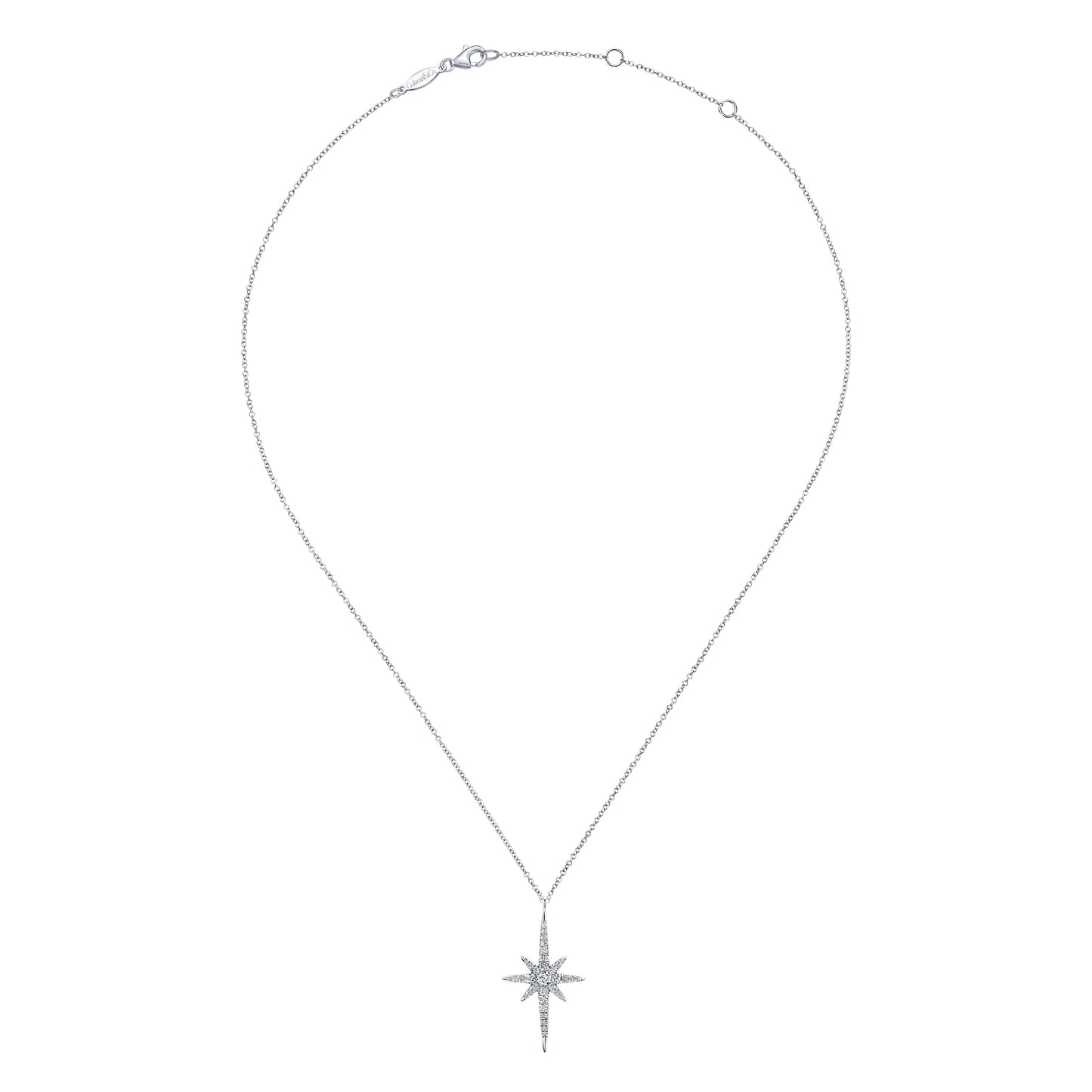Starburst Diamond Necklace in White Gold - SHOPKURY.COM