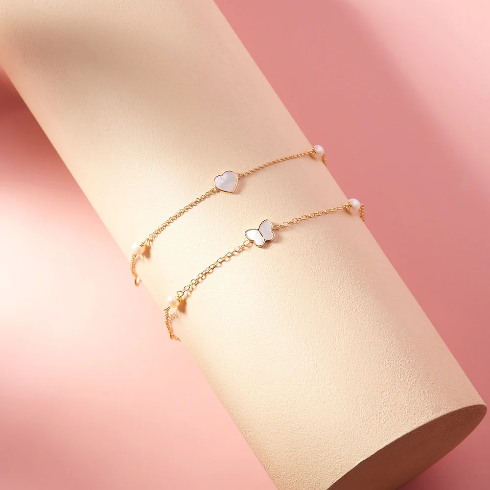 Mother Pearl Heart and Pearls Kids Bracelet - SHOPKURY.COM