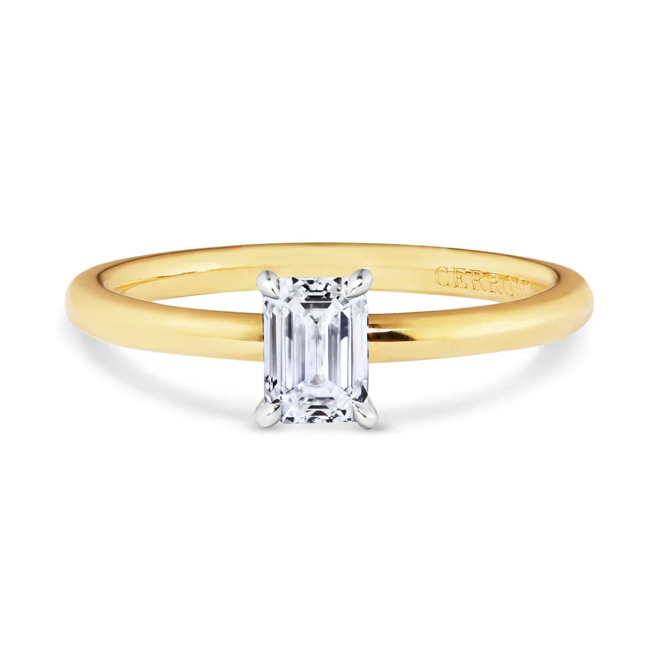 .50CT Emerald Cut Solitaire Diamond Engagement Ring in Yellow Gold by KURY BRIDAL