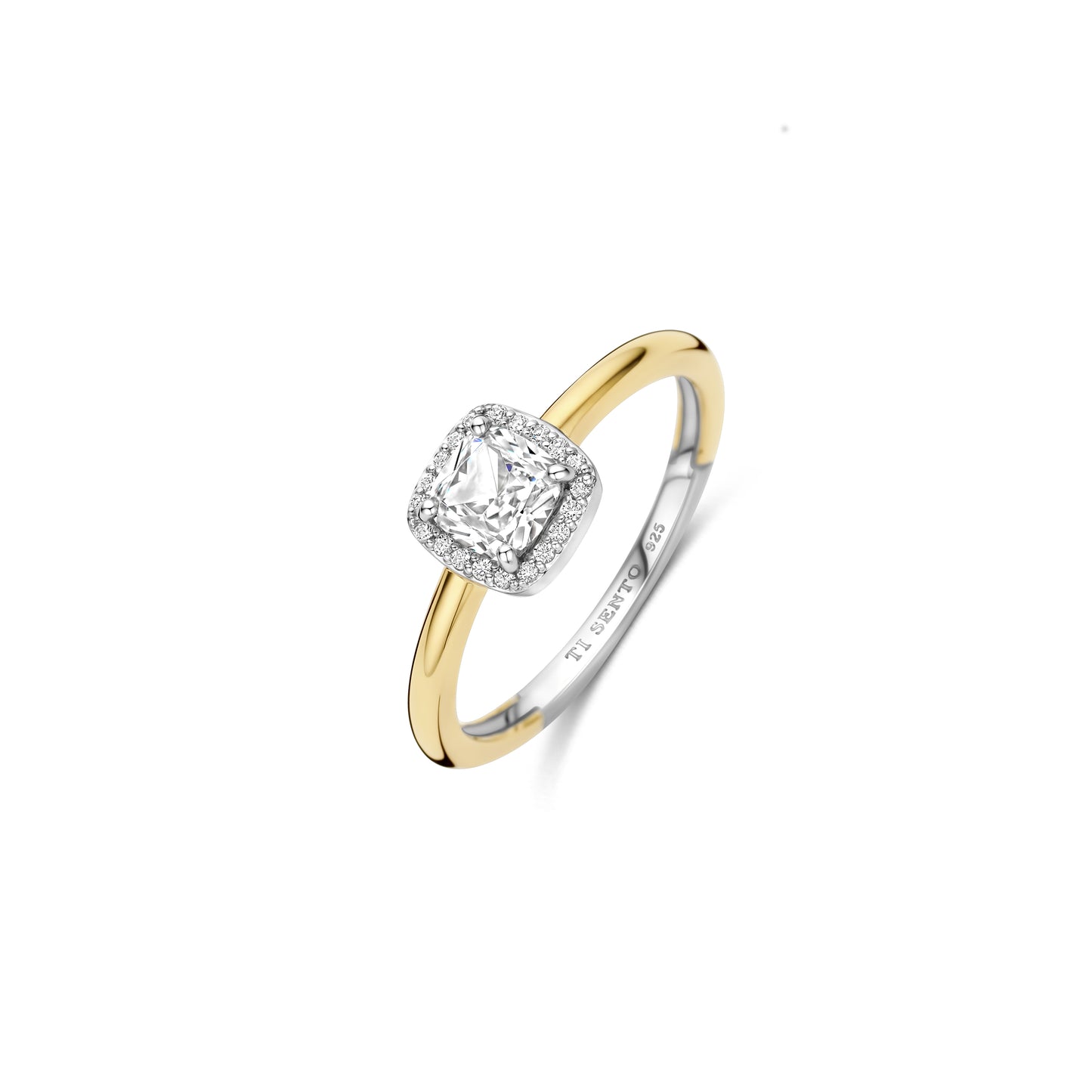 Cushion Halo Two Tone Ring - SHOPKURY.COM