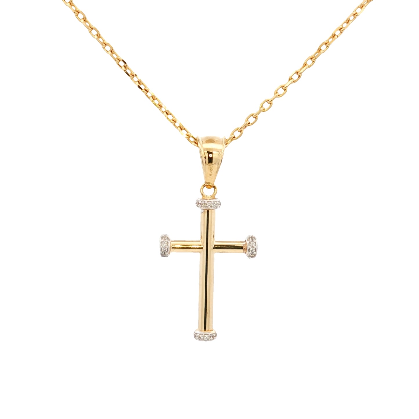Two Tone Cross Pendant with Zirconias - 30MM - SHOPKURY.COM