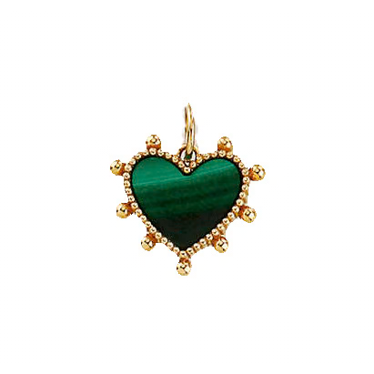 Beaded Heart Malachite Pendant 15MM - SHOPKURY.COM