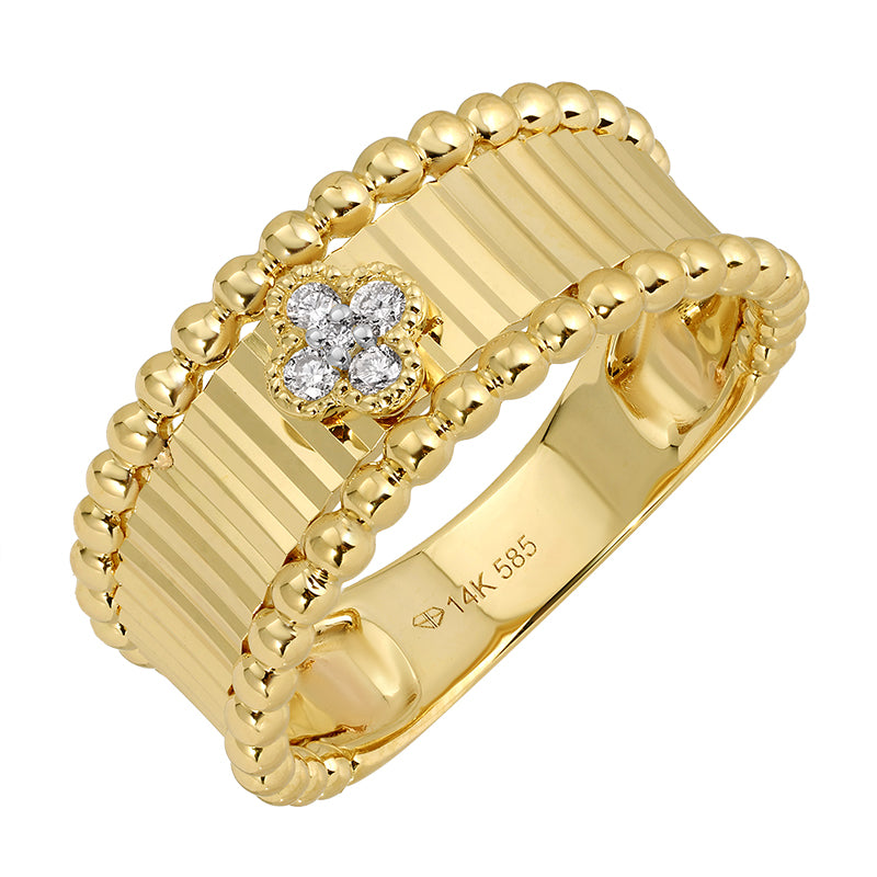 Flutted Clover Diamonds Ring - SHOPKURY.COM