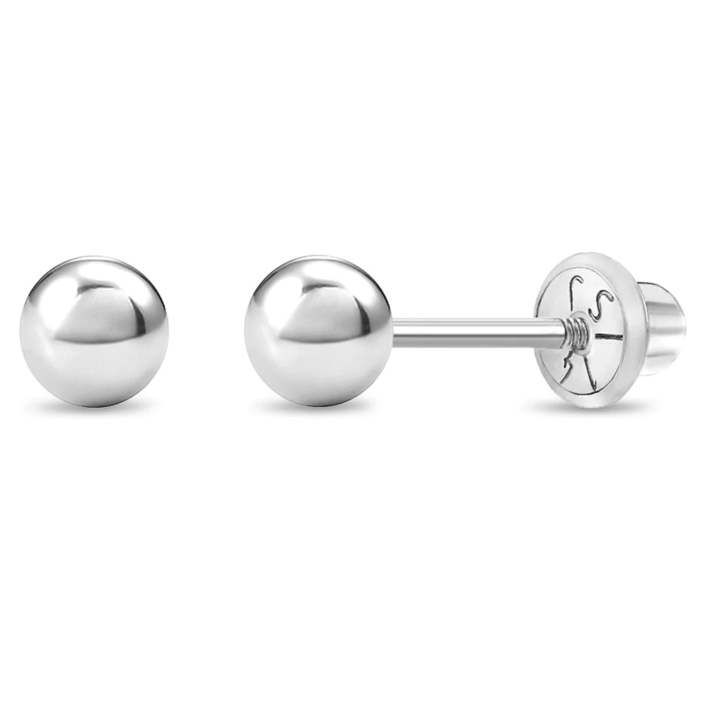 4MM White Gold Ball Kids Stud Earrings - SHOPKURY.COM