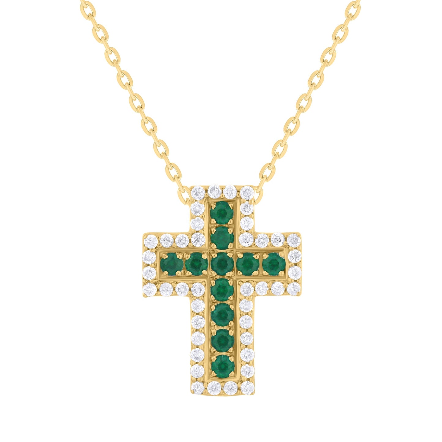 Emerald and Diamond Cross Necklace - SHOPKURY.COM