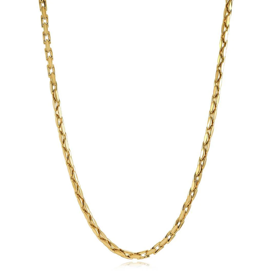 4MM Flat Oval Polished Yellow Steel Chain by ITALGEM