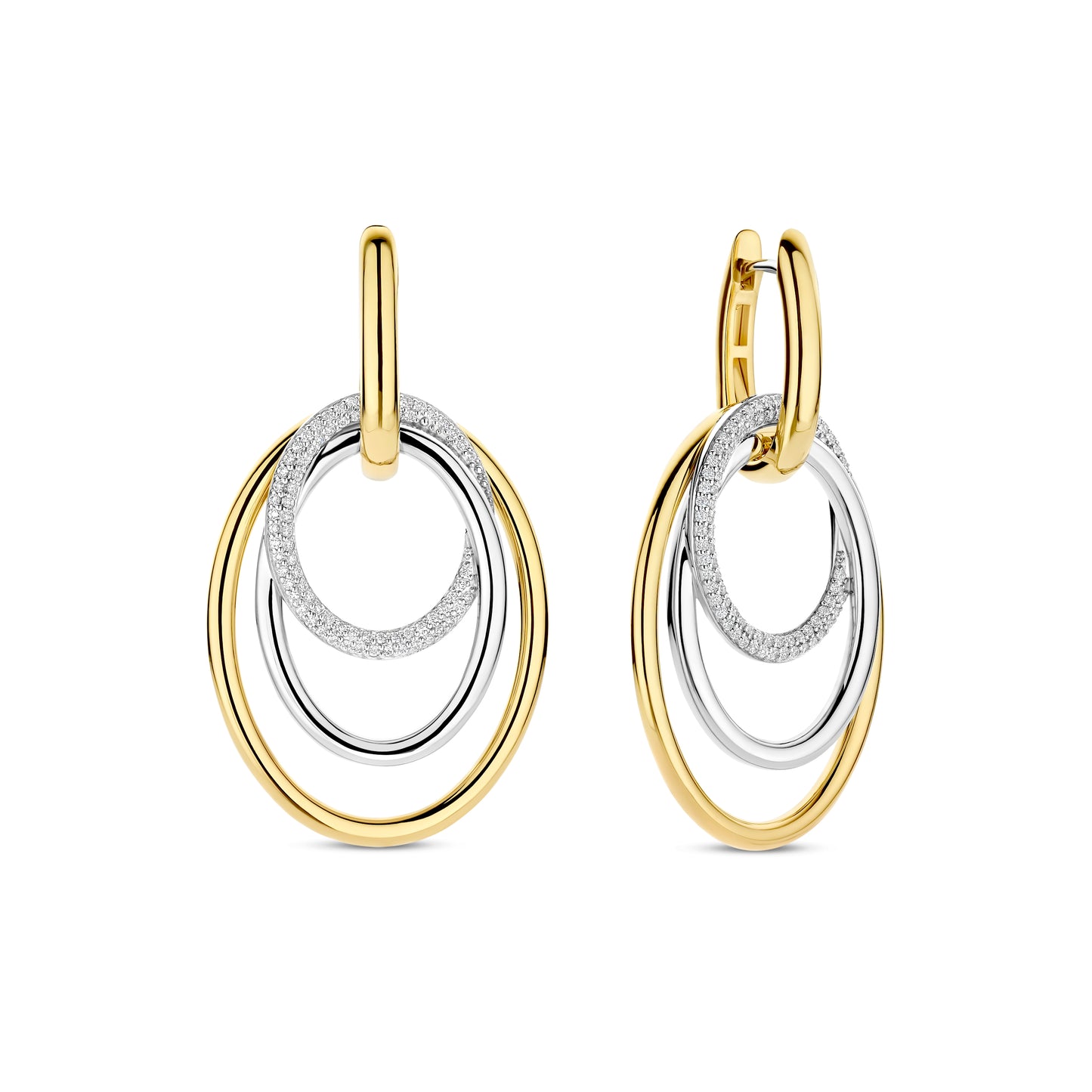 Oval Icon Two Tone Earrings by TI SENTO