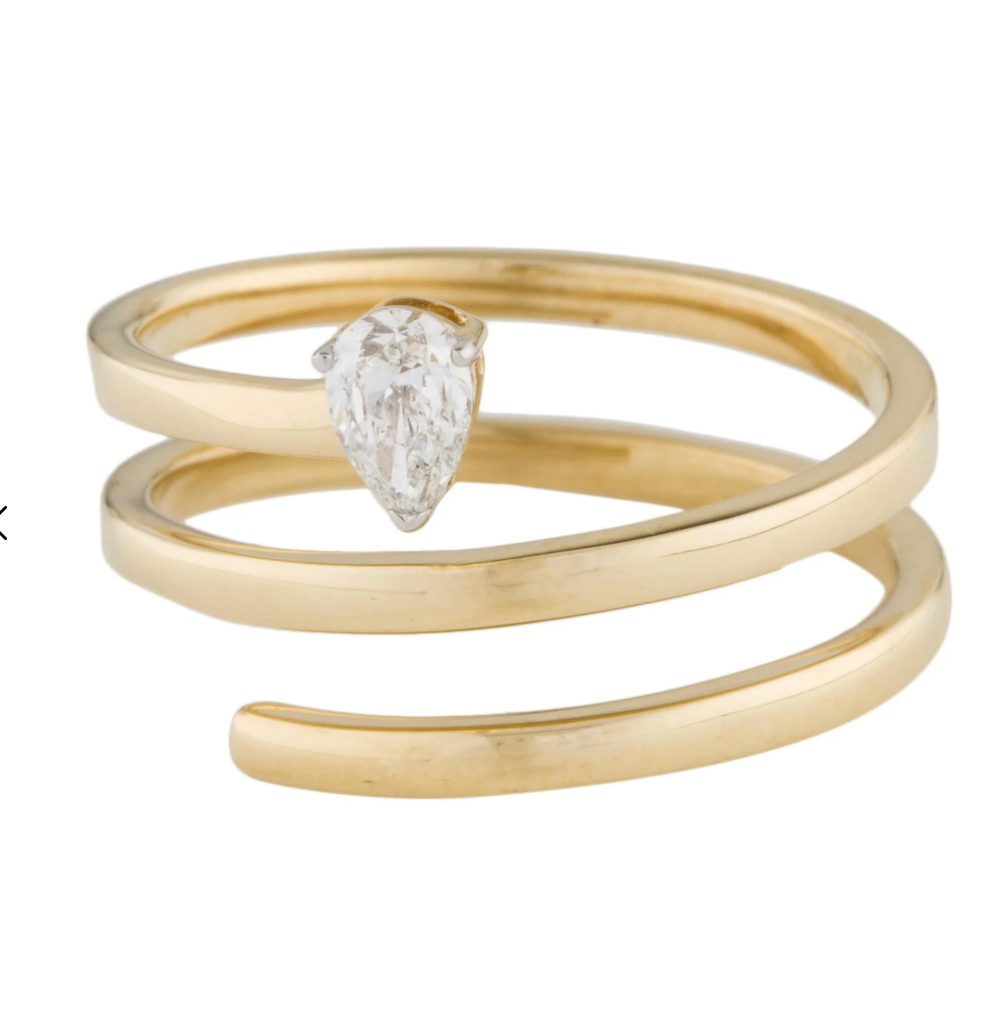 Spiral Ring with Pear Diamond - SHOPKURY.COM