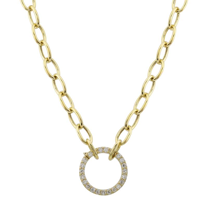 Oval Link Diamond Charm Carrier Necklace - SHOPKURY.COM