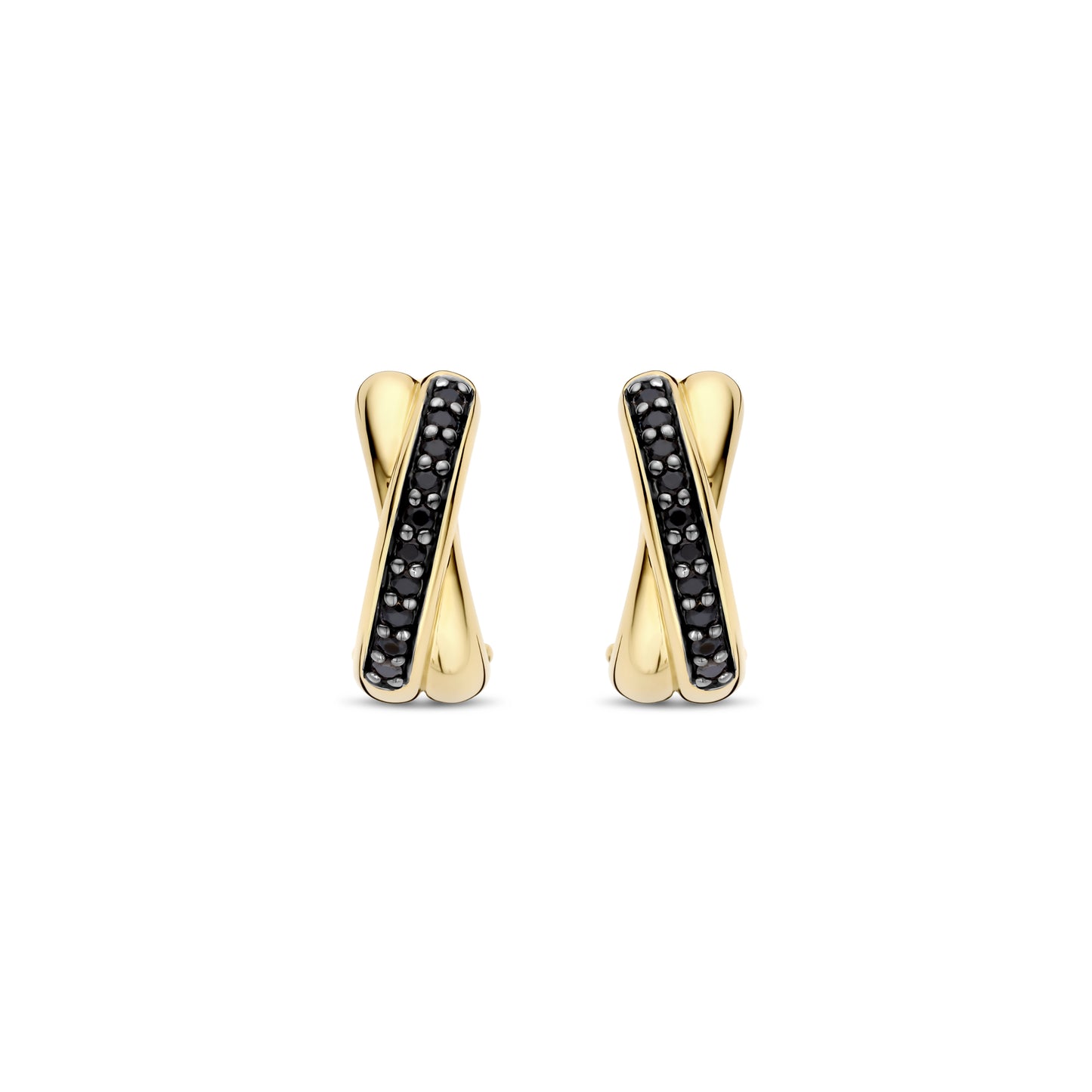 Black Crossover Huggie Earrings - SHOPKURY.COM