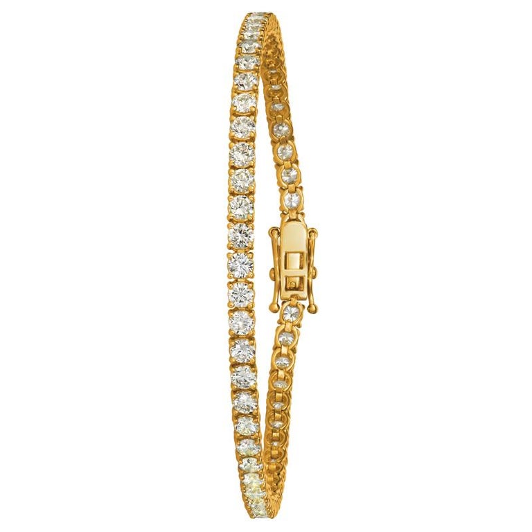 5.00 CT Round Lab Diamonds Tennis Bracelete in Yellow Gold by LAB DIAMONDS