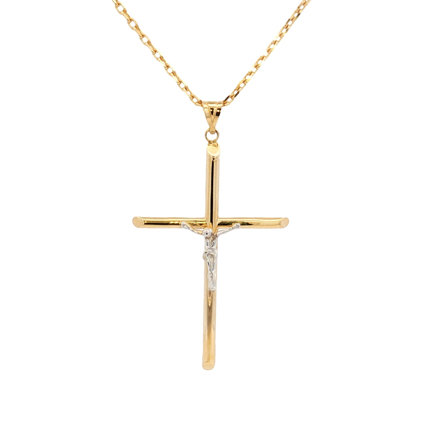 Thin Two Tone Crucifix Pendant - 52MM - SHOPKURY.COM