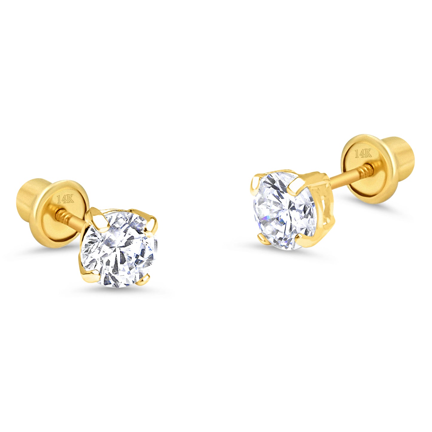 5MM Zirconia Yellow Gold Stud Earring - SHOPKURY.COM