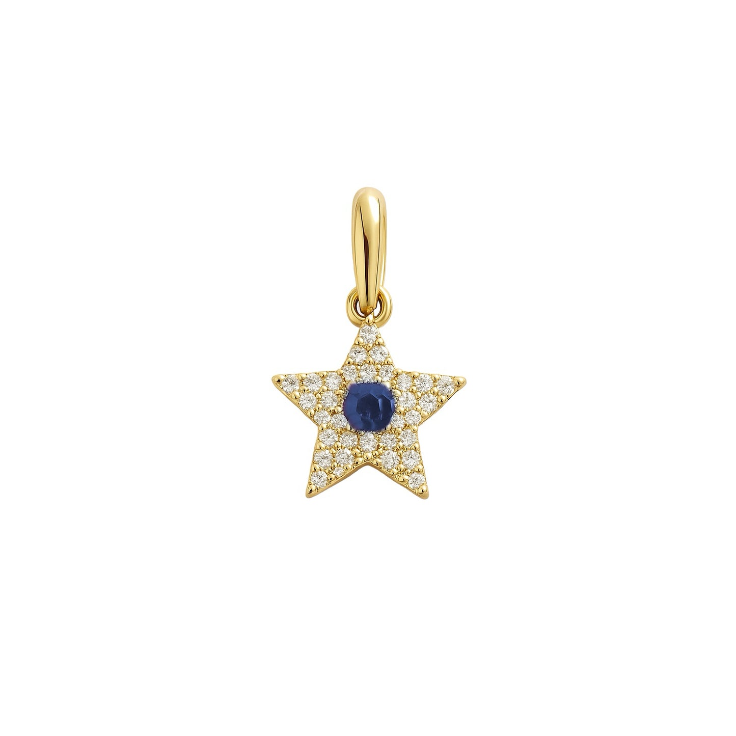 Blue Sapphire and Diamonds Star Pendant - SHOPKURY.COM