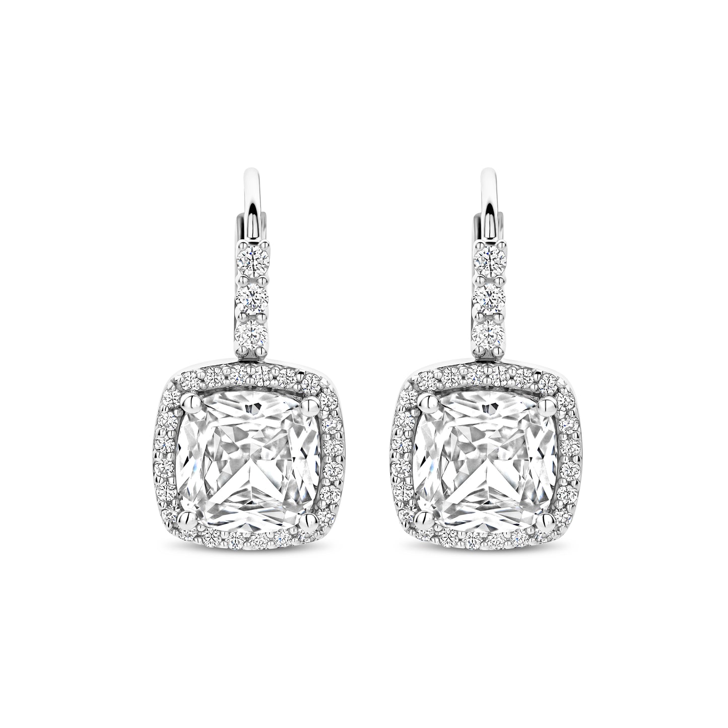 Cushion Halo Leverback Earrings - SHOPKURY.COM
