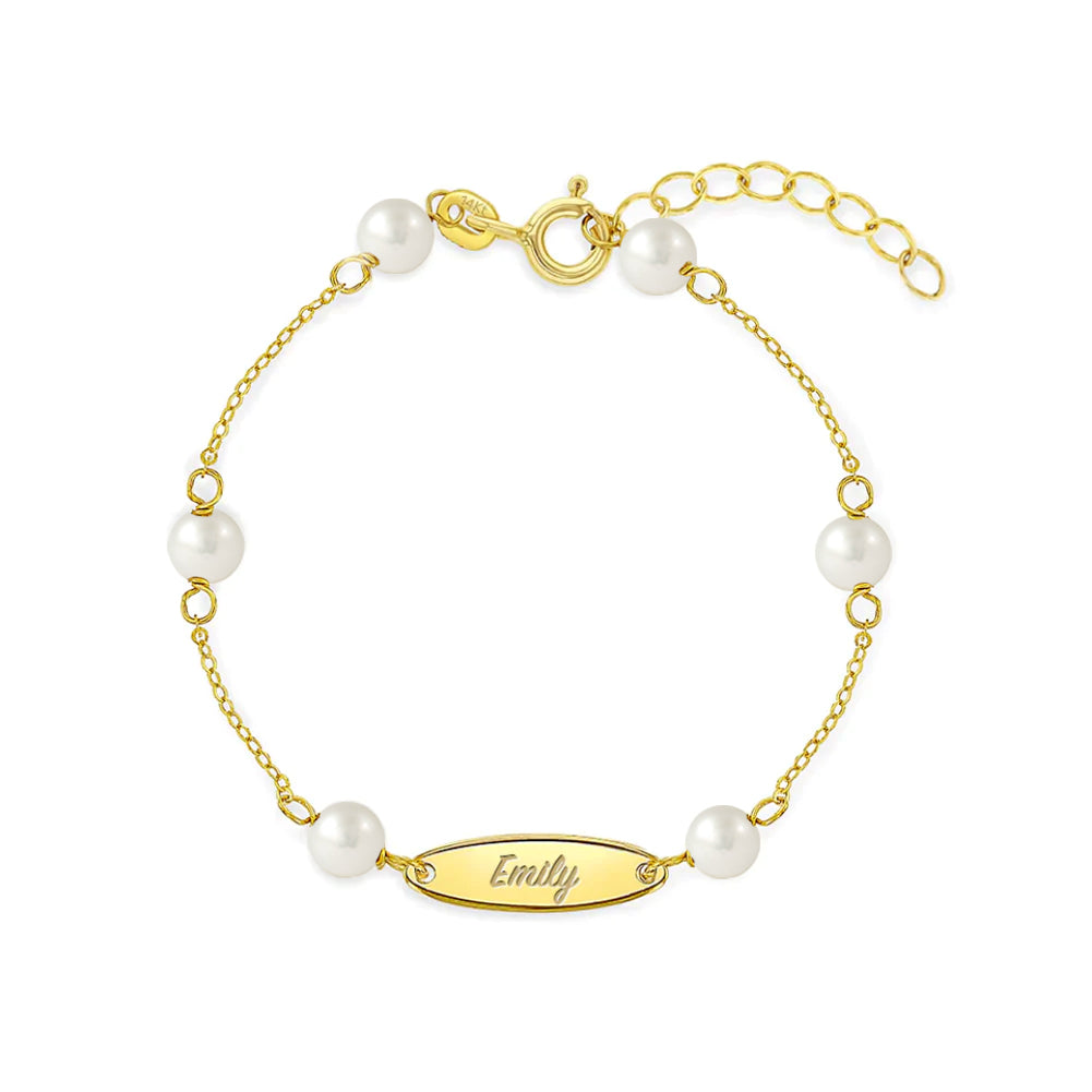 Kids Pearl Valentino Tag ID Bracelet - SHOPKURY.COM
