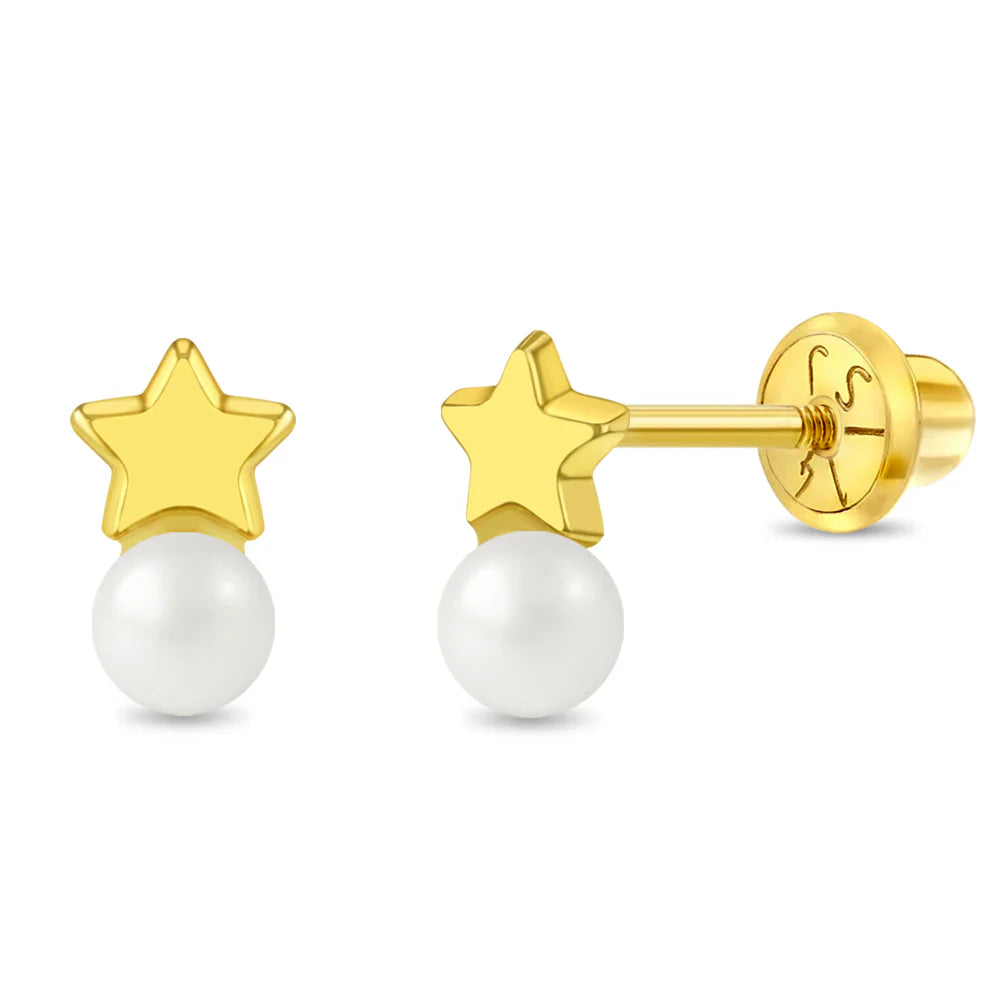 Star Sitting on Pearl Kids Earrings - SHOPKURY.COM