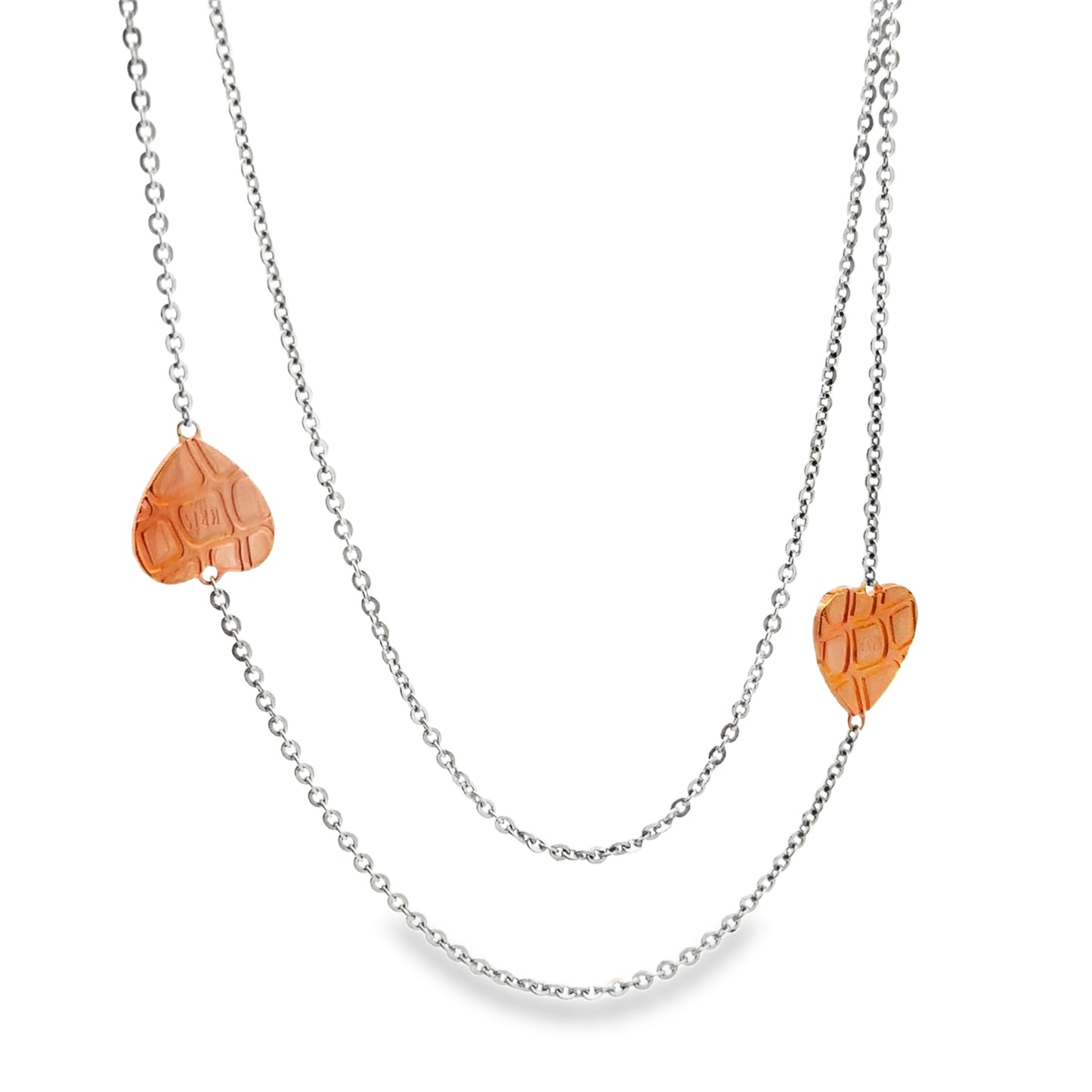 Long Necklace with Textured Heart Details - SHOPKURY.COM