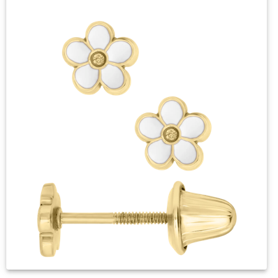 14K Gold Daisy Stud Earrings by KIDDIE 4 KIDS