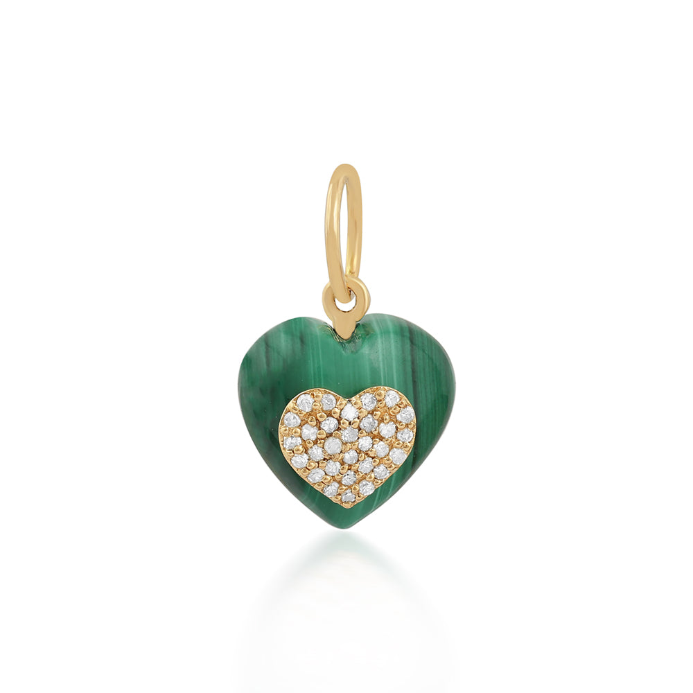 Malachite Heart and Diamonds Pendant - SHOPKURY.COM