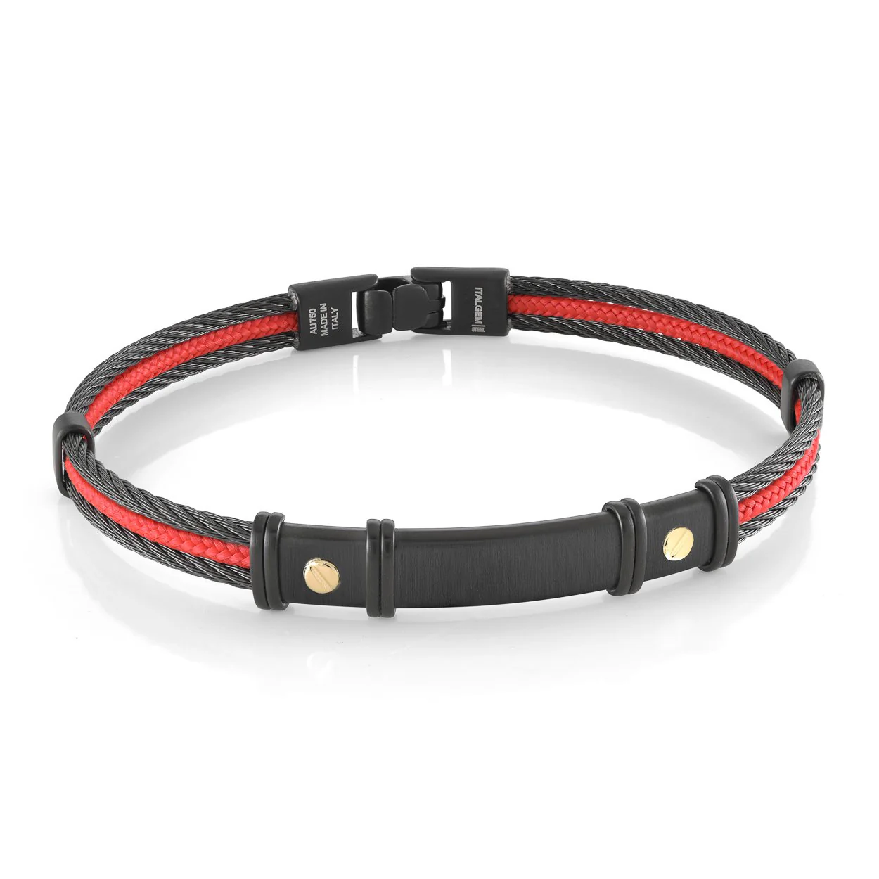 Red and Black Cable Steel Bracelet - SHOPKURY.COM