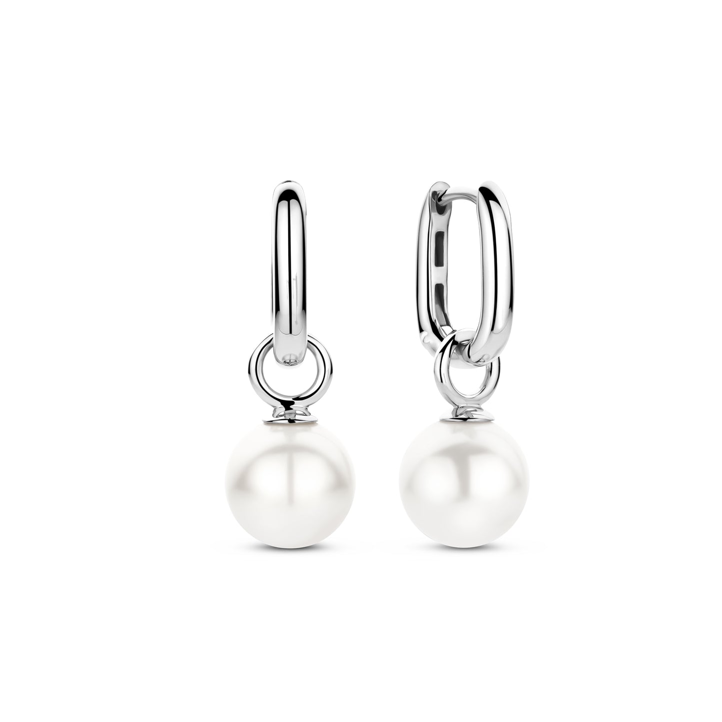 Lab Pearl Huggie Drop Earrings - SHOPKURY.COM