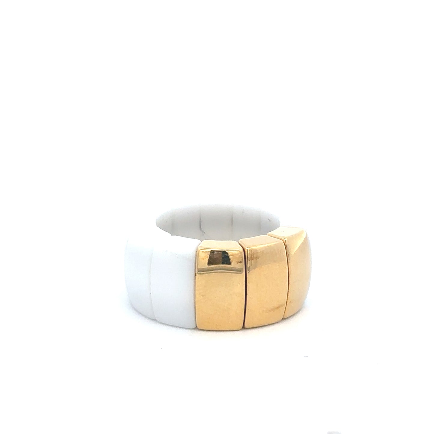 Aura White Ceramic and Yellow Gold Ring (Size 6) - SHOPKURY.COM