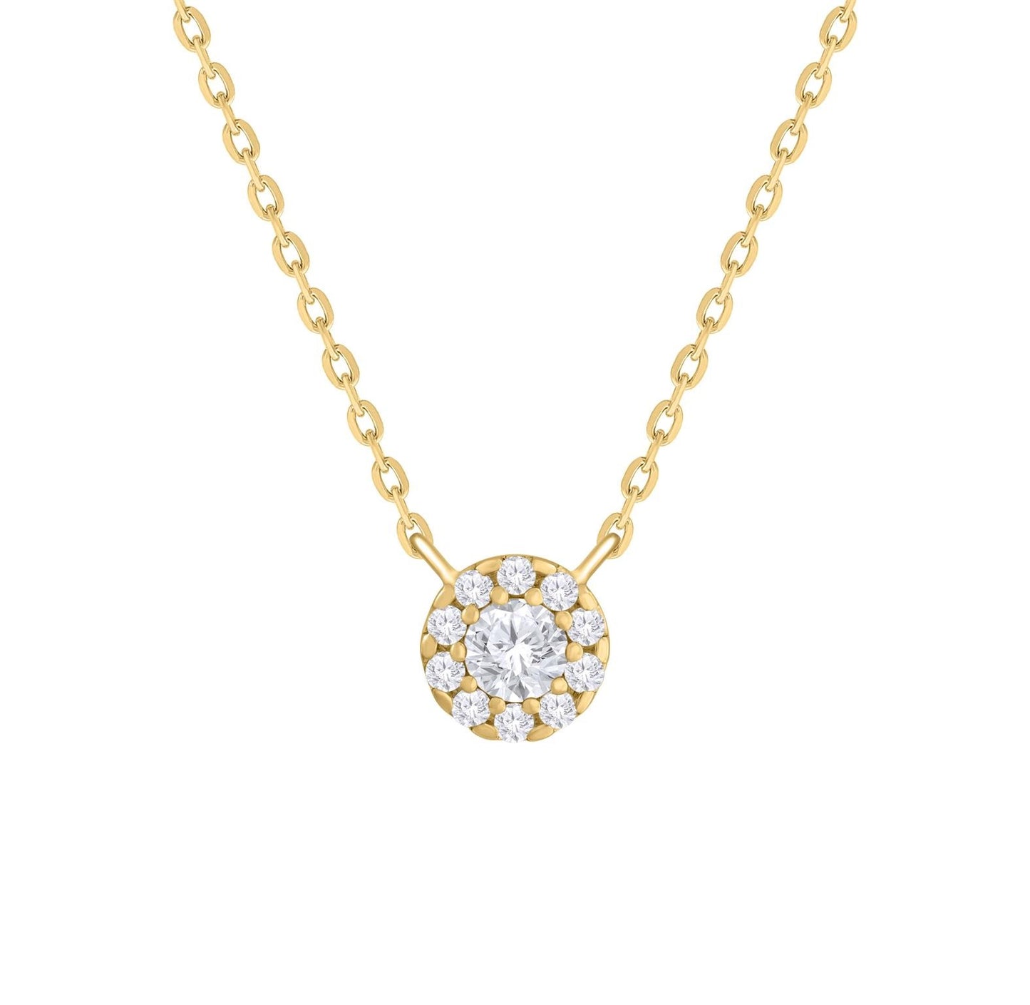Diamond Solitaire with Halo Necklace - SHOPKURY.COM